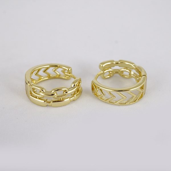 Aretes de Acero Inoxidable Bañados en Oro 14K - EA2084 - Imagen 2