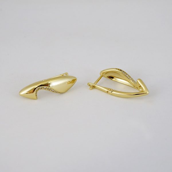 Aretes de Acero Inoxidable Bañados en Oro 14K - EA4001 - Image 2