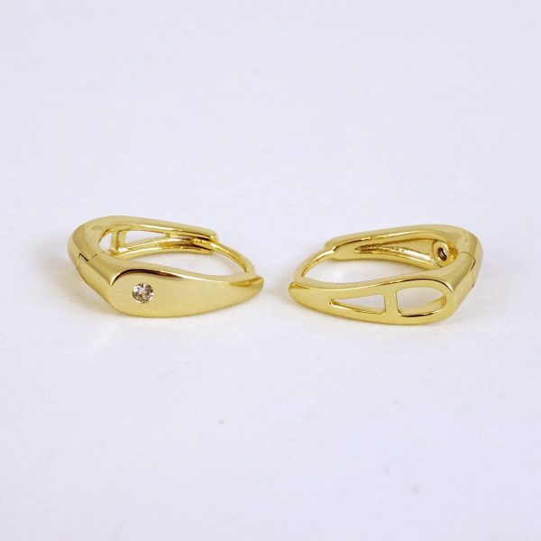 Aretes de Acero Inoxidable Bañados en Oro 14K - EA4037 - Imagen 2