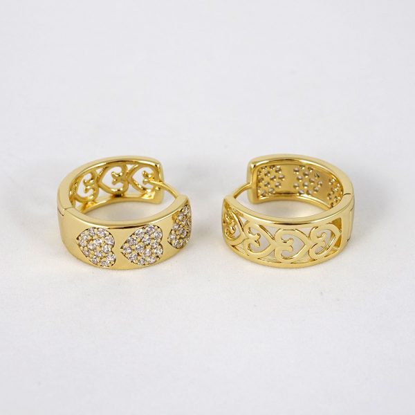 Aretes de Acero Inoxidable Bañados en Oro 14K - EA5054 - Imagen 2