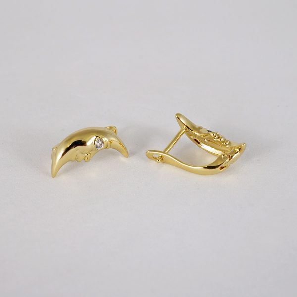 Aretes de Acero Inoxidable Bañados en Oro 14K - EA5083 - Imagen 2