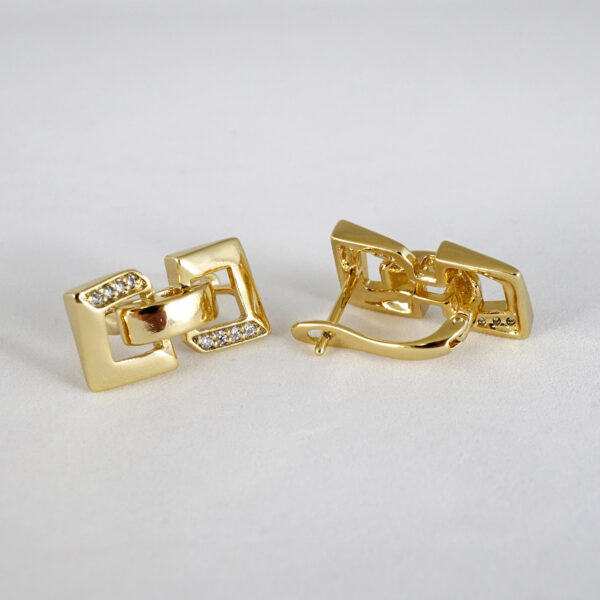 Aretes de Acero Inoxidable Bañados en Oro 14K - EA5117 - Imagen 2