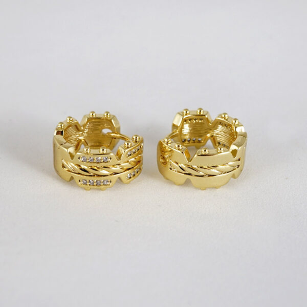 Aretes de Acero Inoxidable Bañados en Oro 14K - EA5124 - Imagen 2