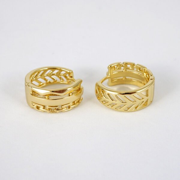 Aretes de Acero Inoxidable Bañados en Oro 14K - EA5148 - Imagen 2