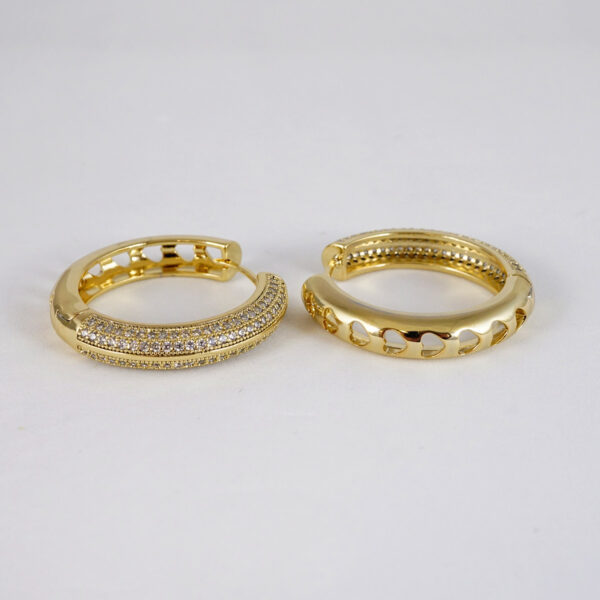 Aretes de Acero Inoxidable Bañados en Oro 14K - EA5158 - Imagen 2