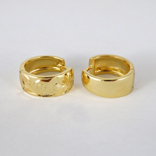 Aretes de Acero Inoxidable Bañados en Oro 14K - EA5228 - Imagen 2