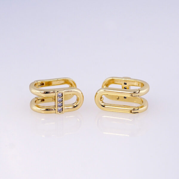 Aretes de Acero Inoxidable Bañados en Oro 14K - EA5617 - Imagen 2