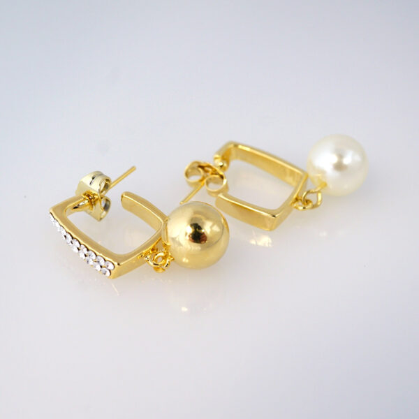 Aretes de Acero Inoxidable Bañados en Oro 14K - EA5671 - Imagen 2