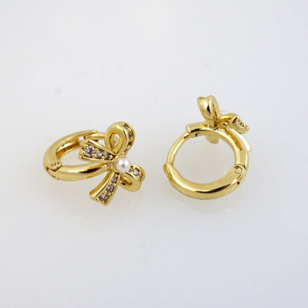 Aretes de Acero Inoxidable Bañados en Oro 14K - EA5768 - Imagen 2