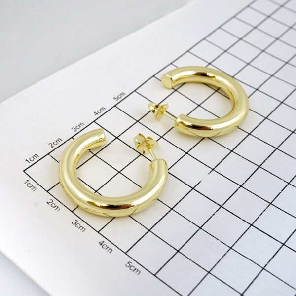 Aretes de Acero Inoxidable Bañados en Oro 14K - EA5771 - Imagen 2