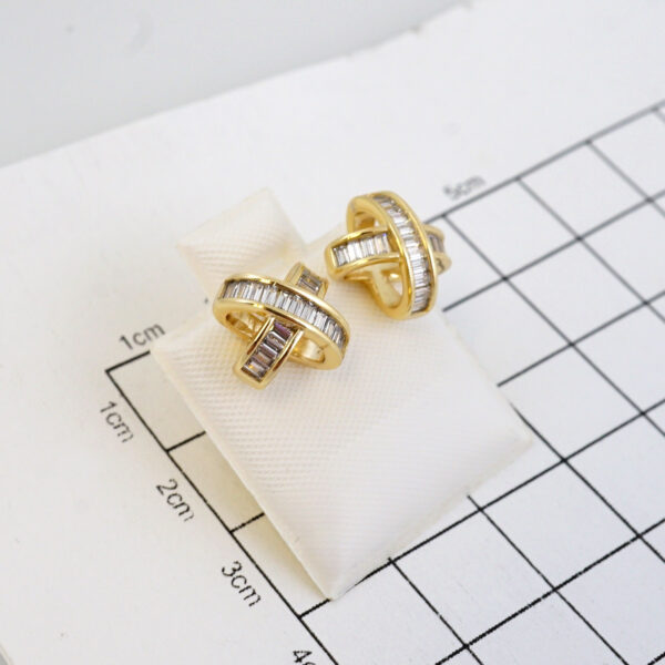 Aretes de Acero Inoxidable Bañados en Oro 14K - EA5777 - Imagen 2