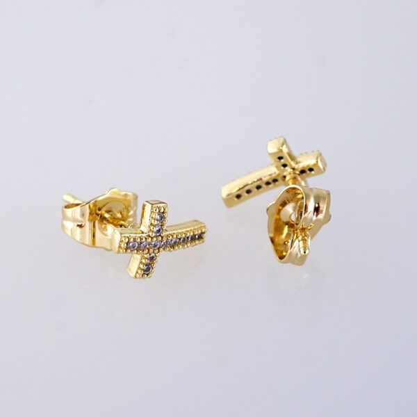 Aretes de Acero Inoxidable Bañados en Oro 14K – EA5855 - Image 2