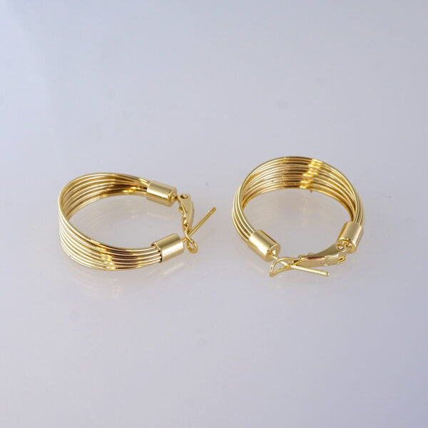 Aretes de Acero Inoxidable Bañados en Oro 14K – EA5857 - Imagen 2