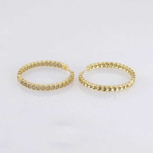 Aretes de Acero Inoxidable Bañados en Oro 14K – EA5989 - Imagen 2