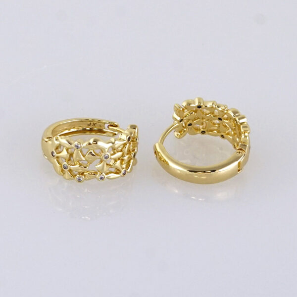 Aretes de Acero Inoxidable Bañados en Oro 14K – EA5996 - Imagen 2