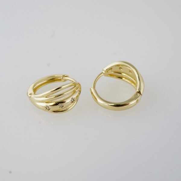Aretes de Acero Inoxidable Bañados en Oro 14K – EA20421 - Imagen 2