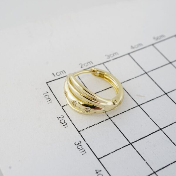 Aretes de Acero Inoxidable Bañados en Oro 14K – EA20421 - Imagen 3