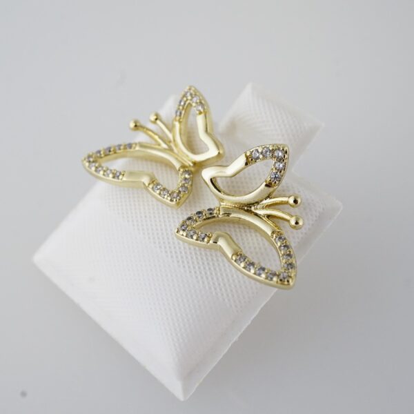 Aretes de Acero Inoxidable Bañados en Oro 14K – EA20321 - Imagen 2