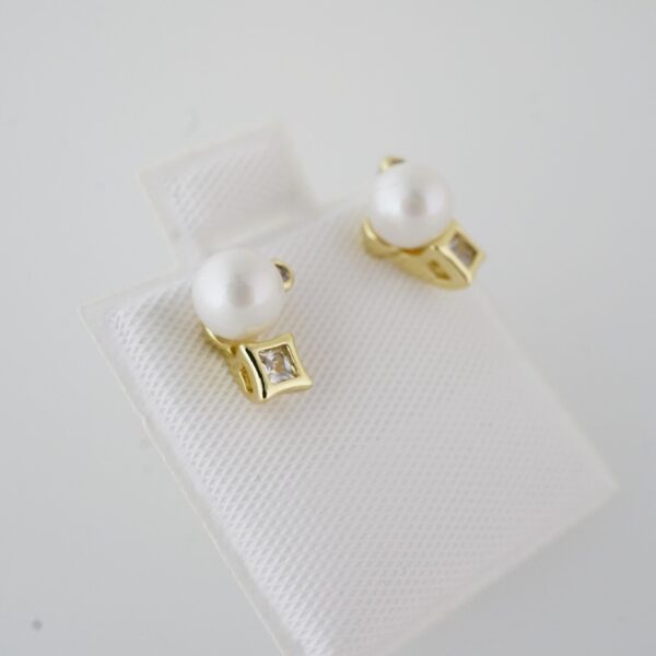 Aretes de Acero Inoxidable Bañados en Oro 14K – EA20301 - Imagen 2