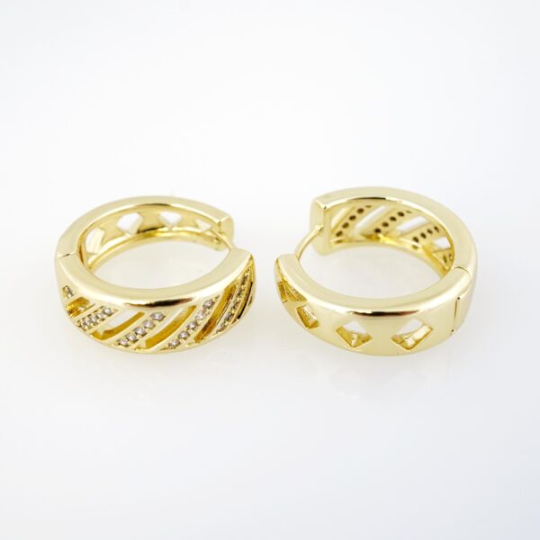 Aretes de Acero Inoxidable Bañados en Oro 14K – EA20346 - Imagen 2