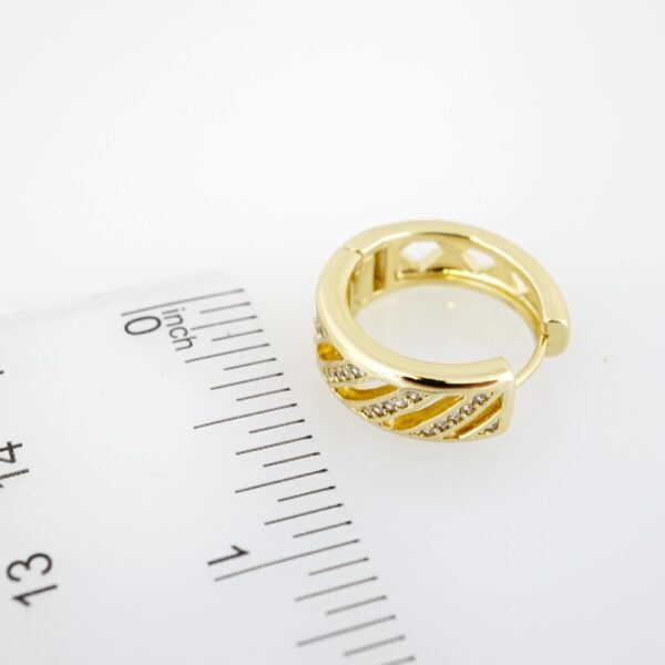 Aretes de Acero Inoxidable Bañados en Oro 14K – EA20346 - Imagen 3