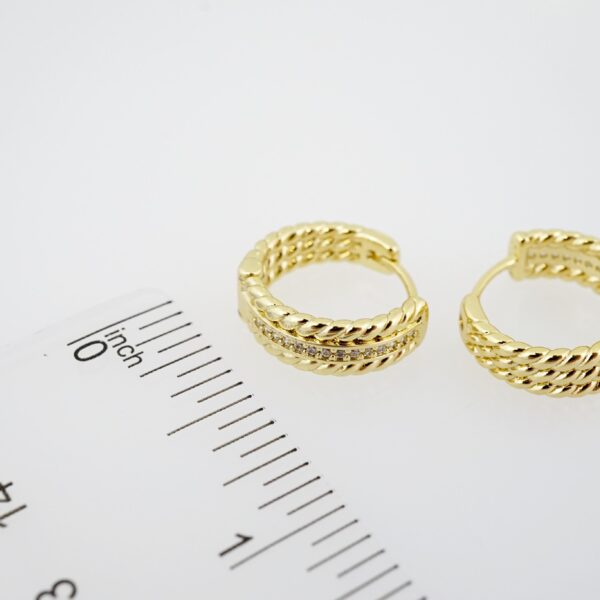 Aretes de Acero Inoxidable Bañados en Oro 14K – AL-EA0089.E - Imagen 3