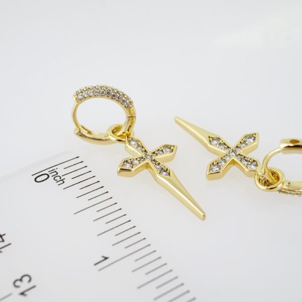 Arete de Acero Bañado en Oro 14k - EA082 - Imagen 3