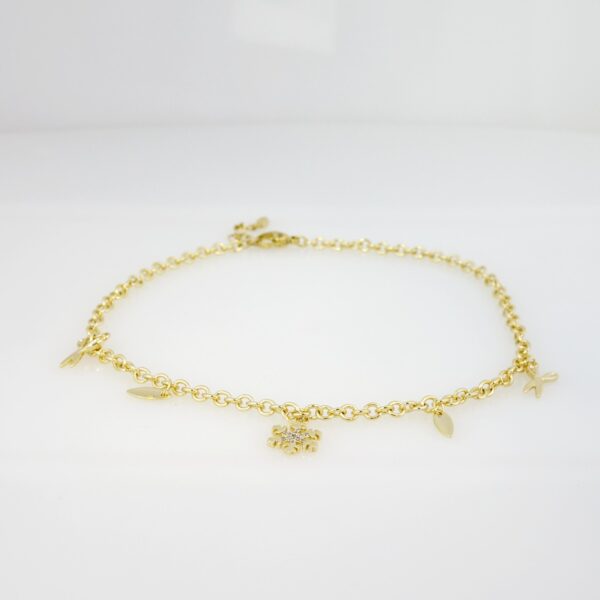 Tobillera de Acero Bañado en Oro 14k - AK017