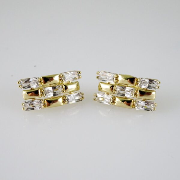 E2685 Earrings - Aretes - Zircon Stone - 14K Real Color