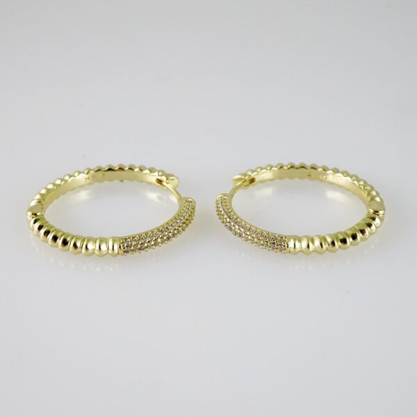 E2686 Earrings - Aretes - Zircon Stone - 14K Real Color