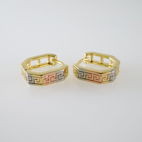 E2670 Earrings - Aretes - Three Tone - Plain