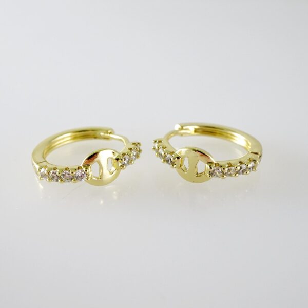 E2673 Earrings - Aretes - Zircon Stone - 14K Real Color