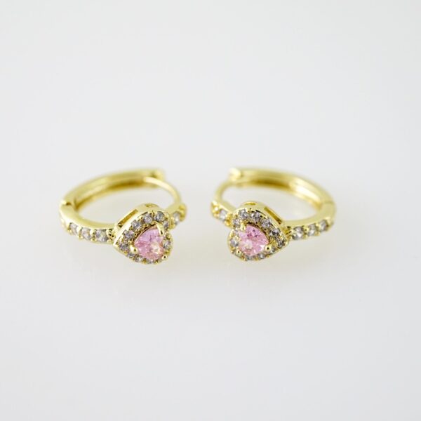 E2261 Earrings - Aretes - Zircon Stone - 14K Real Color