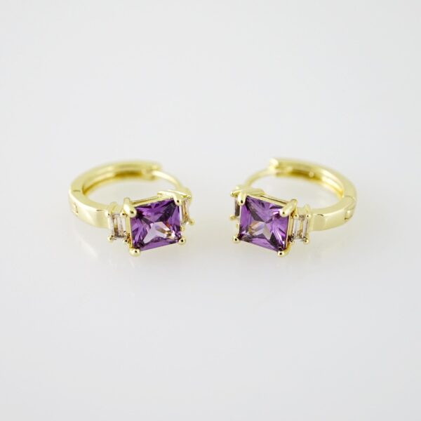 E2262 Earrings - Aretes - Zircon Stone - 14K Real Color
