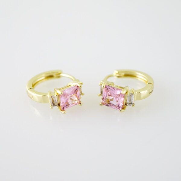 E2263 Earrings - Aretes - Zircon Stone - 14K Real Color