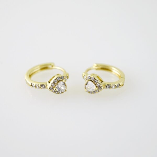 E2264 Earrings - Aretes - Zircon Stone - 14K Real Color
