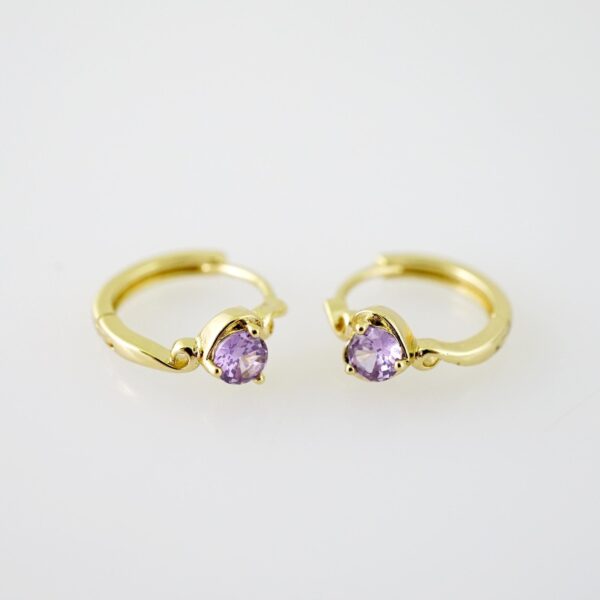 E2265 Earrings - Aretes - Zircon Stone - 14K Real Color