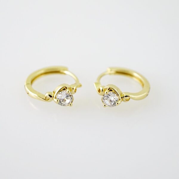 E2266 Earrings - Aretes - Zircon Stone - 14K Real Color