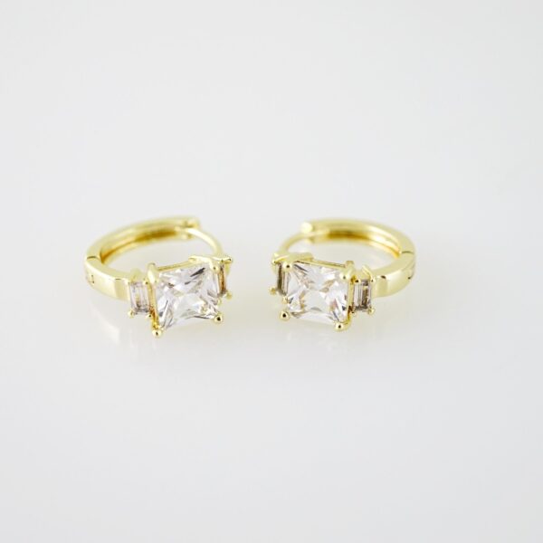 E2267 Earrings - Aretes - Zircon Stone - 14K Real Color