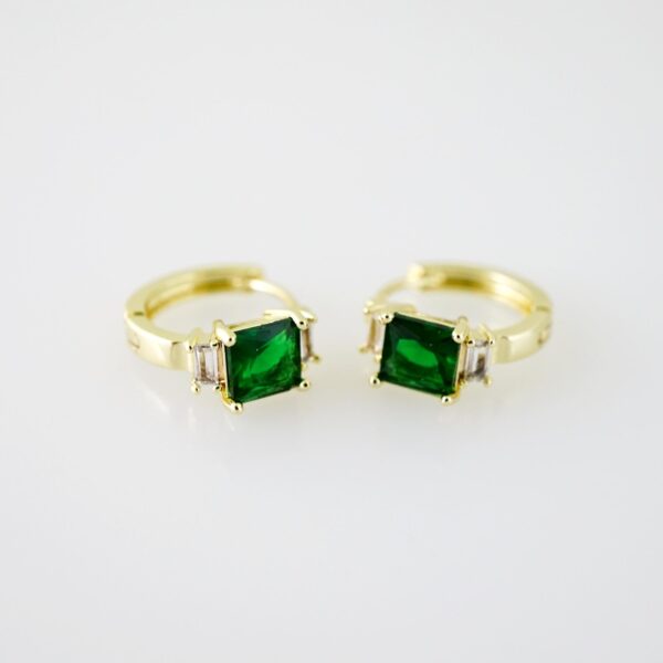 E2270 Earrings - Aretes - Zircon Stone - 14K Real Color