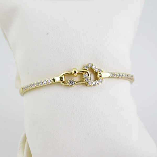 P387 Bangle - Pulsos Duros - Zircon Stone - 14K Real Color
