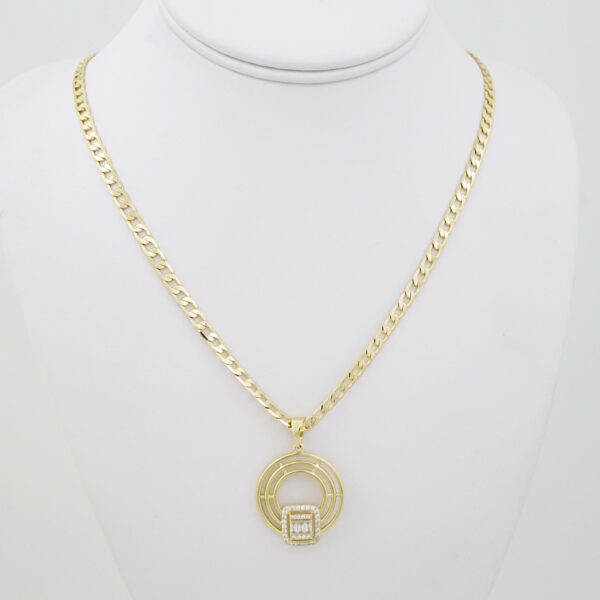SET1612 Cadenas - Colgante -  Chain W - Pendants - 14K Real Color - Zircon Stone - 4mmX60cm