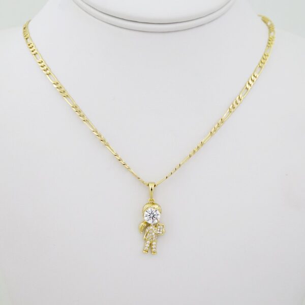 SET1615 Cadenas - Colgante -  Chain W - Pendants - 14K Real Color - Zircon Stone - 3mmX50cm