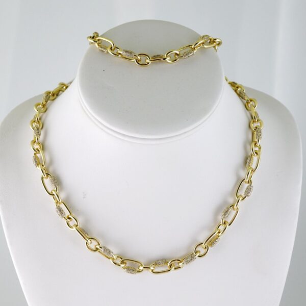 SET1833 Gargantilla & Pulsera - Choker W - Bracelet - Zircon Stone - 14K Real Color
