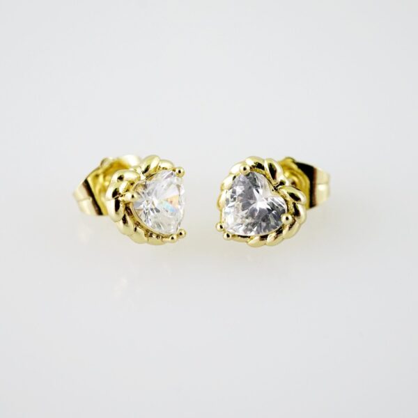 E2157 Earrings - Aretes - Zircon Stone - 14K Real Color