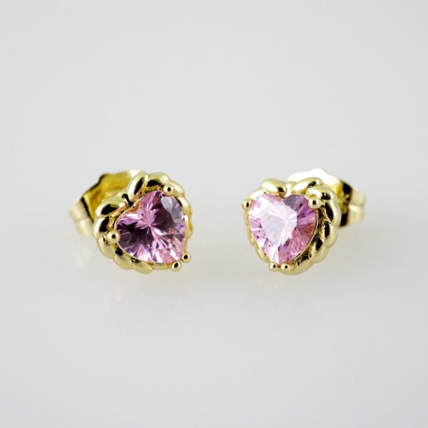 E2159 Earrings - Aretes - Zircon Stone - 14K Real Color