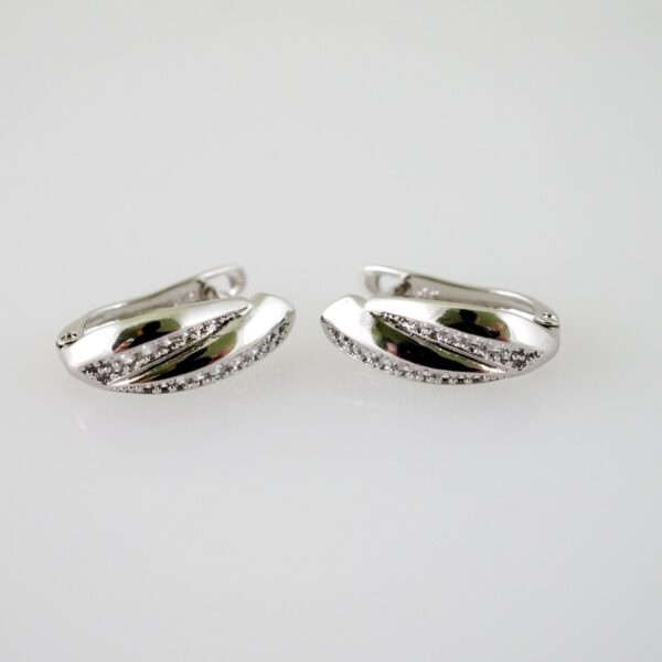 E2162 Earrings - Aretes - Zircon Stone - Silver Color