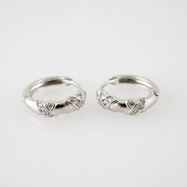 E2163 Earrings - Aretes - Zircon Stone - Silver Color