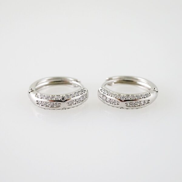 E2165 Earrings - Aretes - Zircon Stone - Silver Color