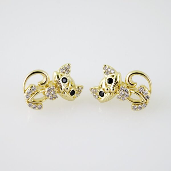 E2169 Earrings - Aretes - Zircon Stone - 14K Real Color